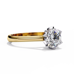 Load image into Gallery viewer, Round Cut Moissanite Engagement Ring | Six Prong Solitaire with Hidden Diamond Accents
