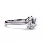 Load image into Gallery viewer, Round Cut Moissanite Engagement Ring | Six Prong Solitaire with Hidden Diamond Accents
