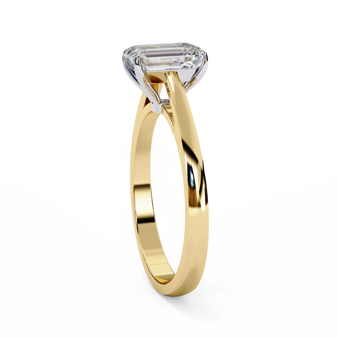 Emerald Cut Moissanite Engagement Ring | Classic Solitaire Ethical Moissanite Ring