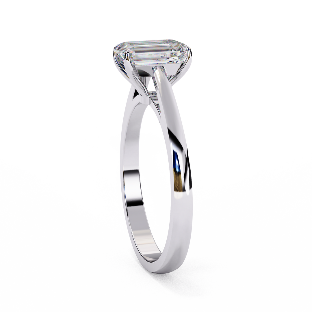 Emerald Cut Moissanite Engagement Ring | Classic Solitaire Ethical Moissanite Ring