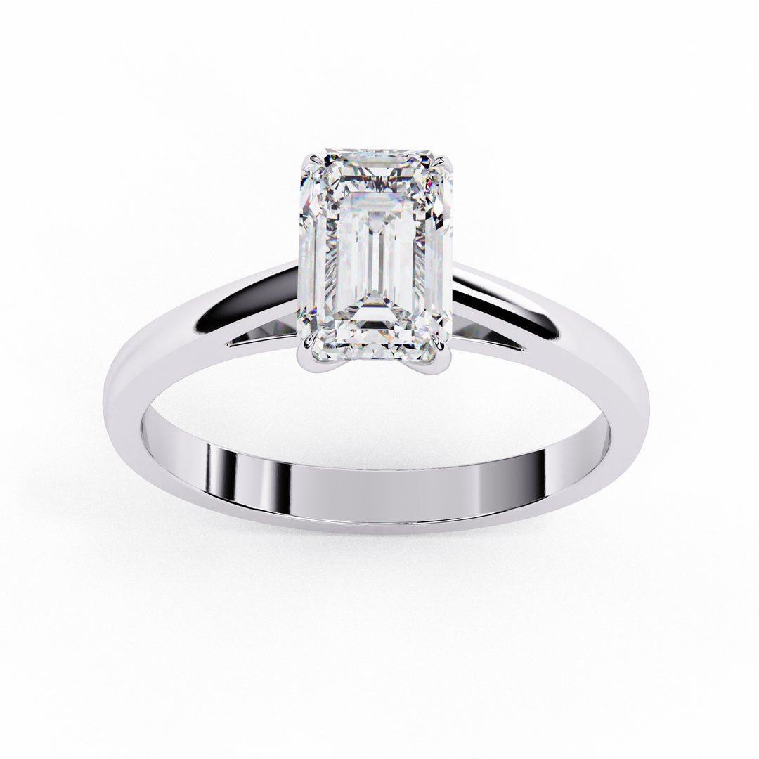 Emerald Cut Moissanite Engagement Ring | Classic Solitaire Ethical Moissanite Ring
