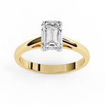 Load image into Gallery viewer, Emerald Cut Moissanite Engagement Ring | Classic Solitaire Ethical Moissanite Ring
