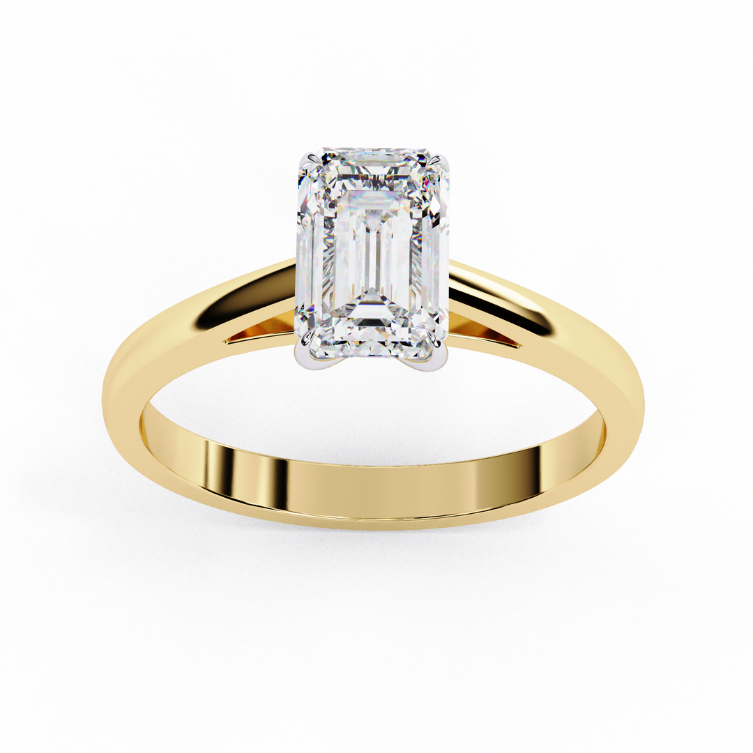 Emerald Cut Moissanite Engagement Ring | Classic Solitaire Ethical Moissanite Ring