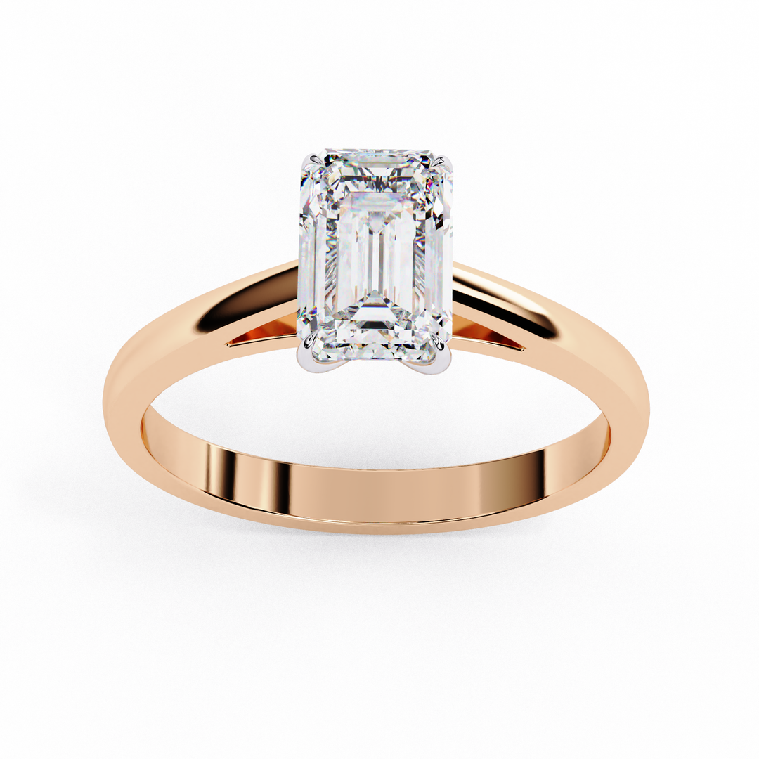 Emerald Cut Moissanite Engagement Ring | Classic Solitaire Ethical Moissanite Ring