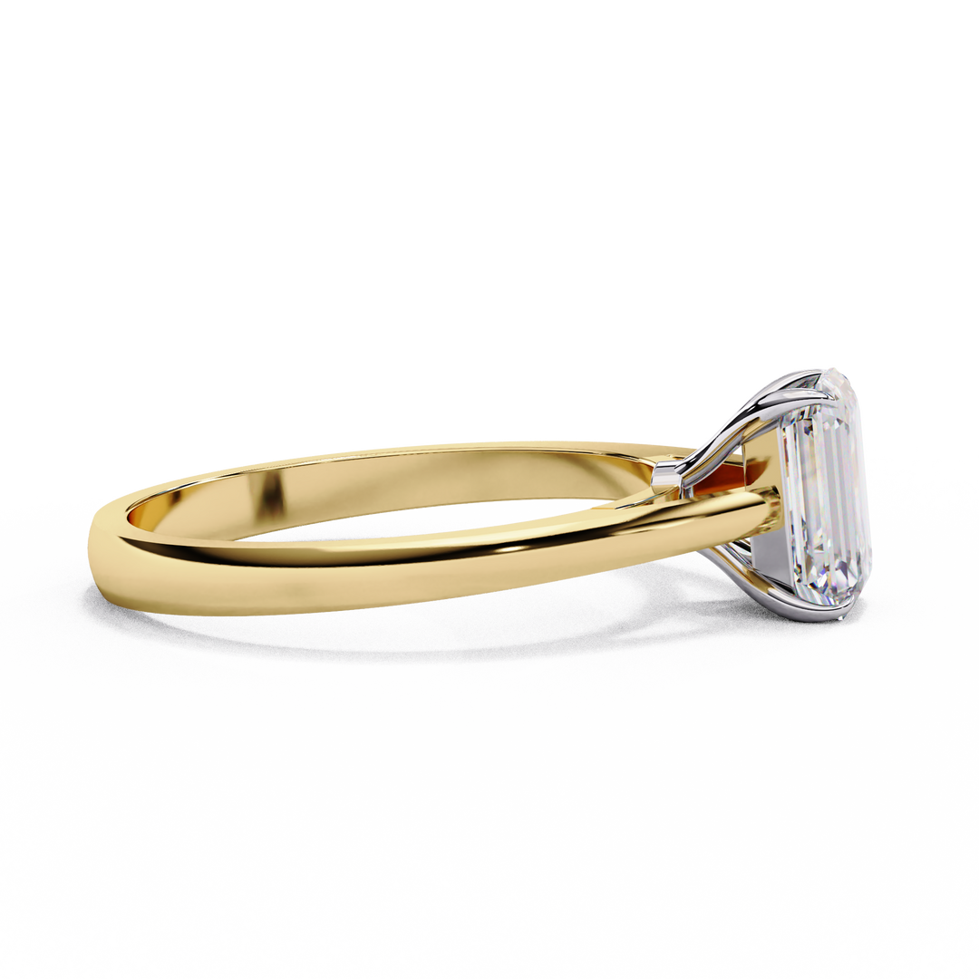 Emerald Cut Moissanite Engagement Ring | Classic Solitaire Ethical Moissanite Ring