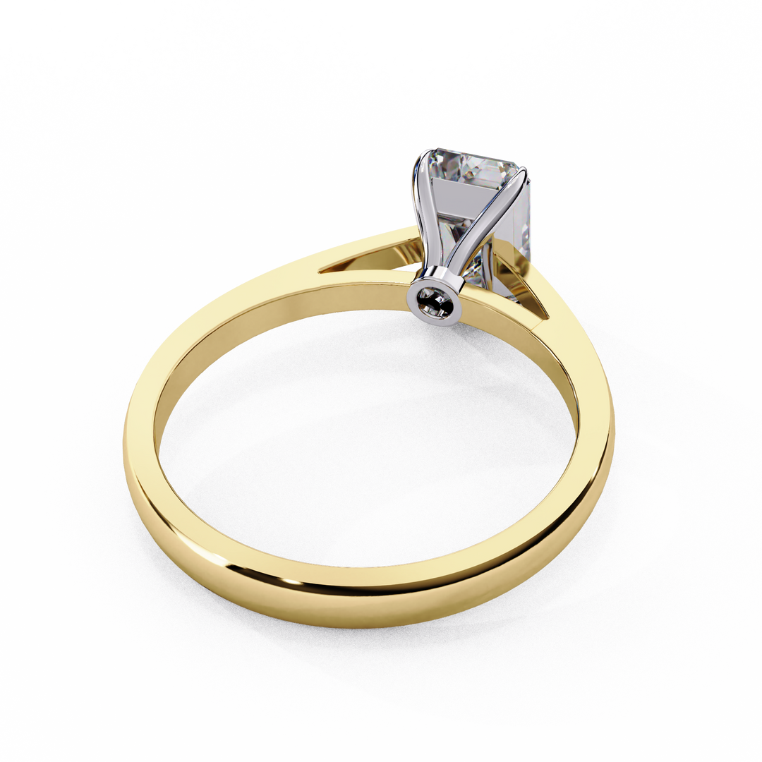 Emerald Cut Moissanite Engagement Ring | Classic Solitaire Ethical Moissanite Ring