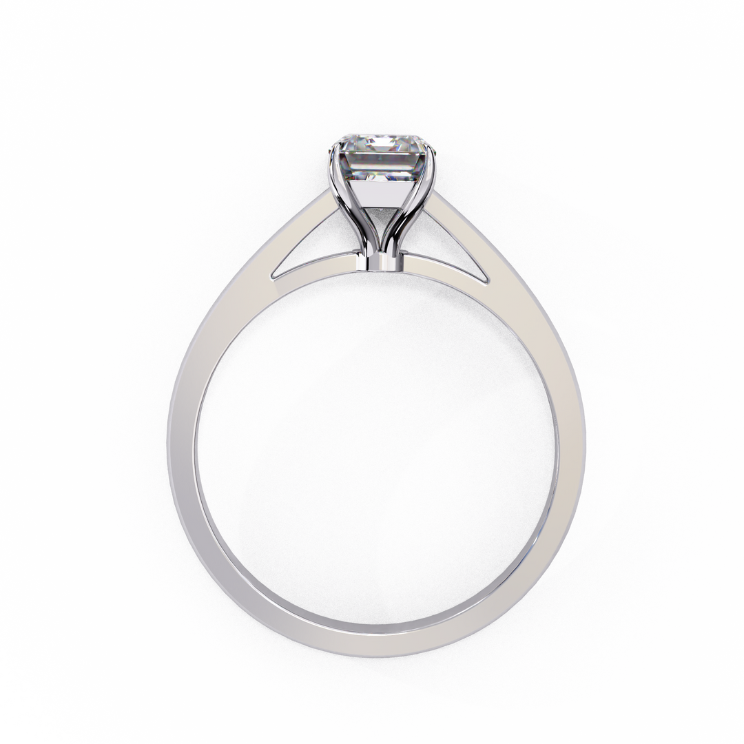 Emerald Cut Moissanite Engagement Ring | Classic Solitaire Ethical Moissanite Ring