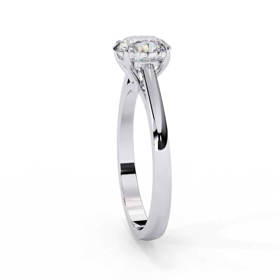 Round Cut Moissanite Solitaire Engagement Ring | Classic Sparkling Bridal Jewelry | 18K Gold & Platinum