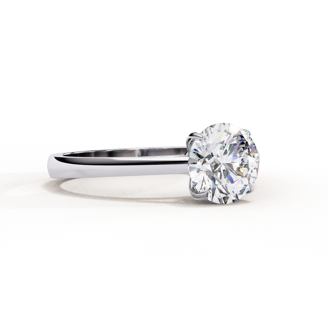 Round Cut Moissanite Solitaire Engagement Ring | Classic Sparkling Bridal Jewelry | 18K Gold & Platinum