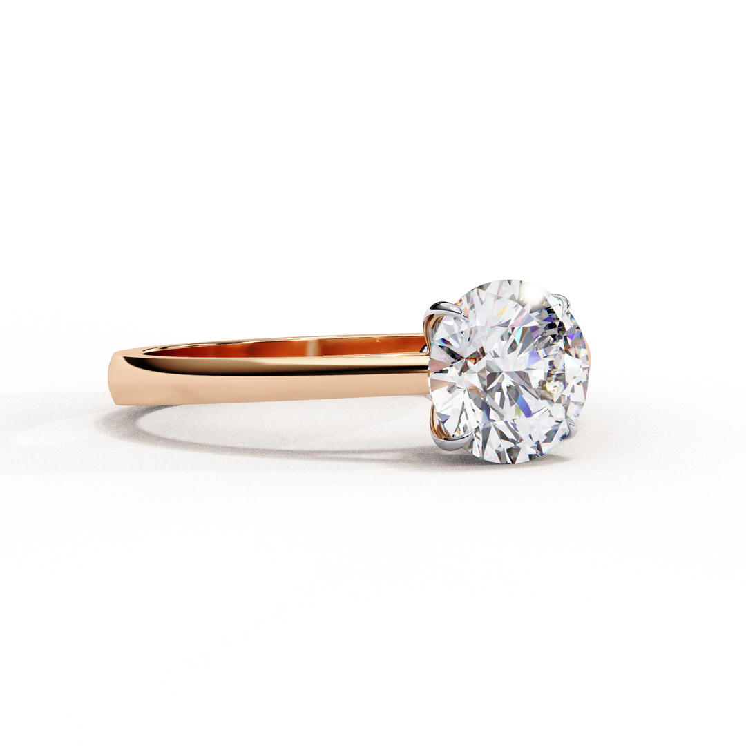 Round Cut Moissanite Solitaire Engagement Ring | Classic Sparkling Bridal Jewelry | 18K Gold & Platinum