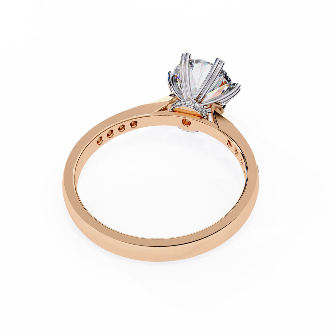 Round Cut Lab Grown Diamond Solitaire Engagement Ring | Classic 6-Prong Bridal Ring | 18K Gold & Platinum