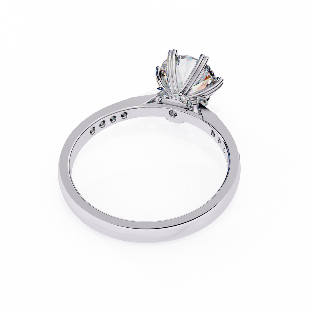 Round Cut Lab Grown Diamond Solitaire Engagement Ring | Classic 6-Prong Bridal Ring | 18K Gold & Platinum