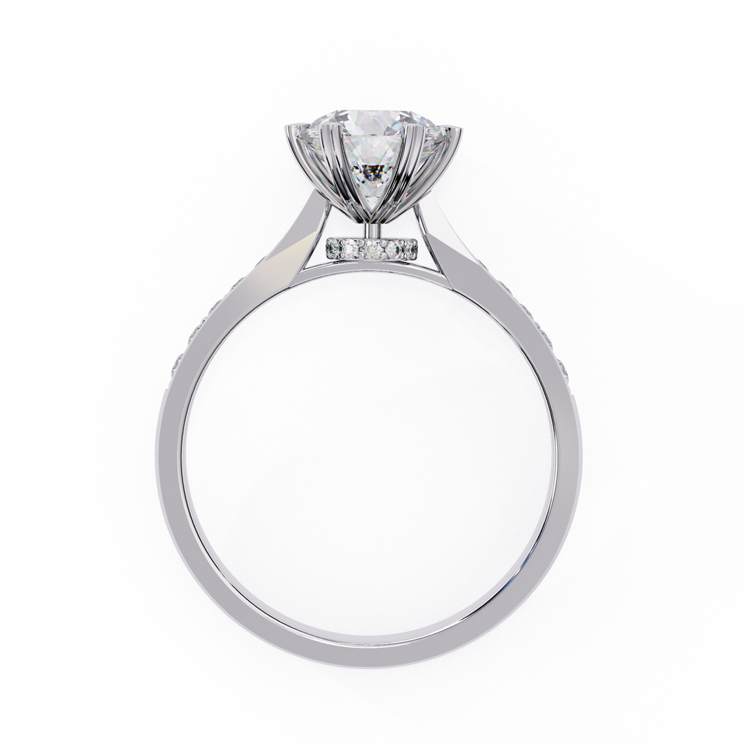 Round Cut Lab Grown Diamond Solitaire Engagement Ring | Classic 6-Prong Bridal Ring | 18K Gold & Platinum