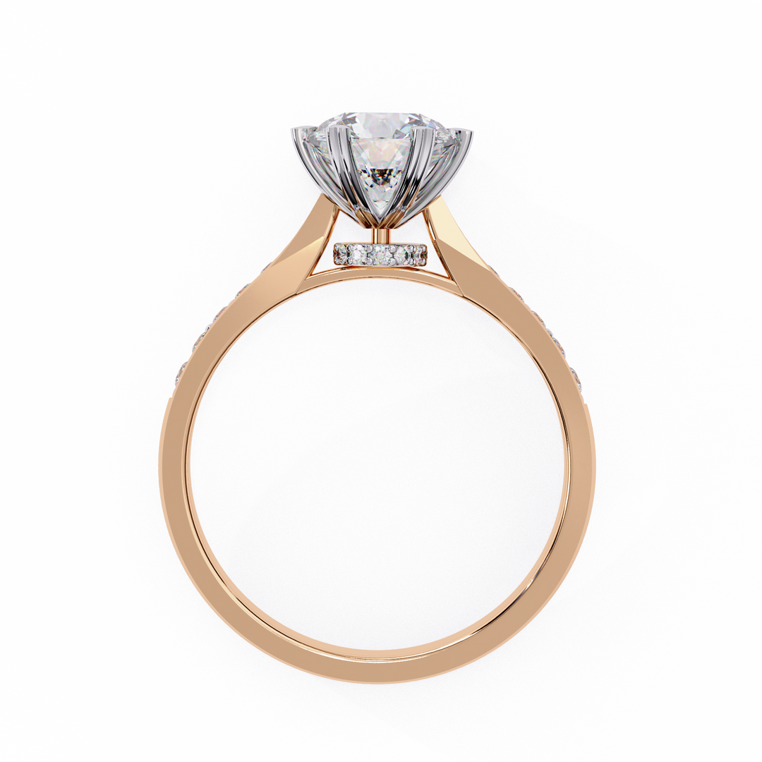 Round Cut Lab Grown Diamond Solitaire Engagement Ring | Classic 6-Prong Bridal Ring | 18K Gold & Platinum