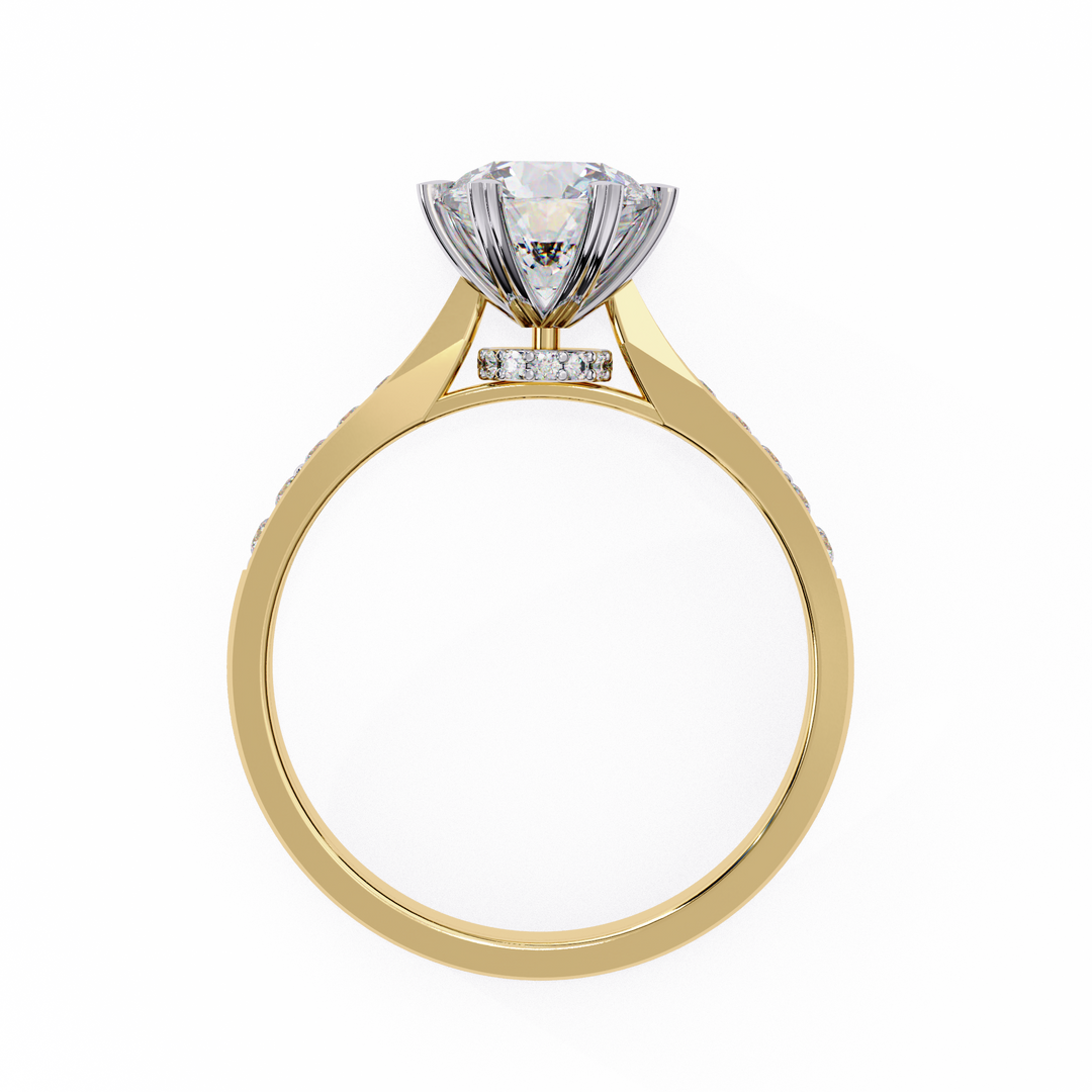 Round Cut Lab Grown Diamond Solitaire Engagement Ring | Classic 6-Prong Bridal Ring | 18K Gold & Platinum