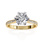 Load image into Gallery viewer, Round Cut Lab Grown Diamond Solitaire Engagement Ring | Classic 6-Prong Bridal Ring | 18K Gold &amp; Platinum
