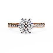 Round Cut Lab Grown Diamond Solitaire Engagement Ring | Classic 6-Prong Bridal Ring | 18K Gold & Platinum