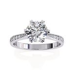 Load image into Gallery viewer, Round Cut Lab Grown Diamond Solitaire Engagement Ring | Classic 6-Prong Bridal Ring | 18K Gold &amp; Platinum
