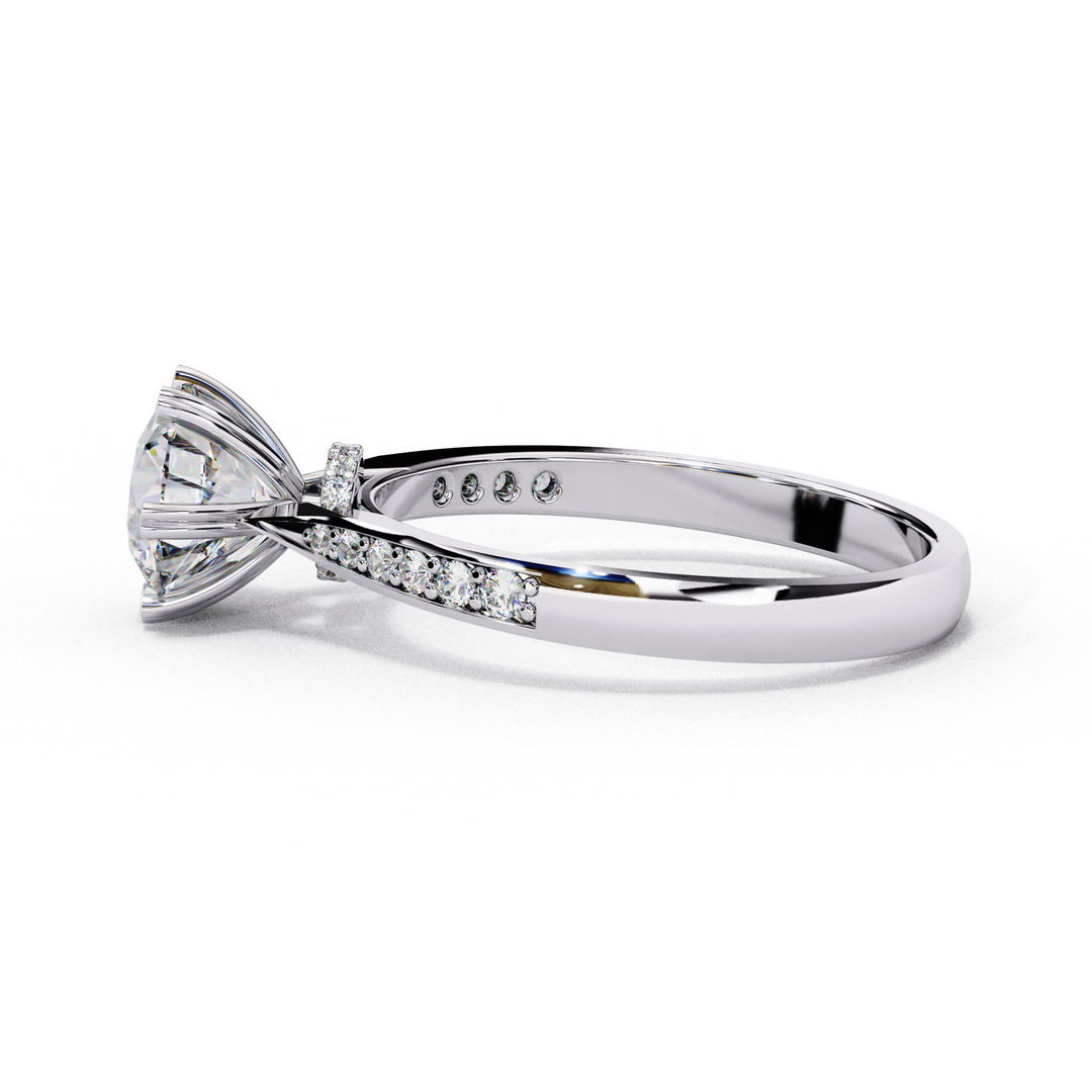 Round Cut Lab Grown Diamond Solitaire Engagement Ring | Classic 6-Prong Bridal Ring | 18K Gold & Platinum