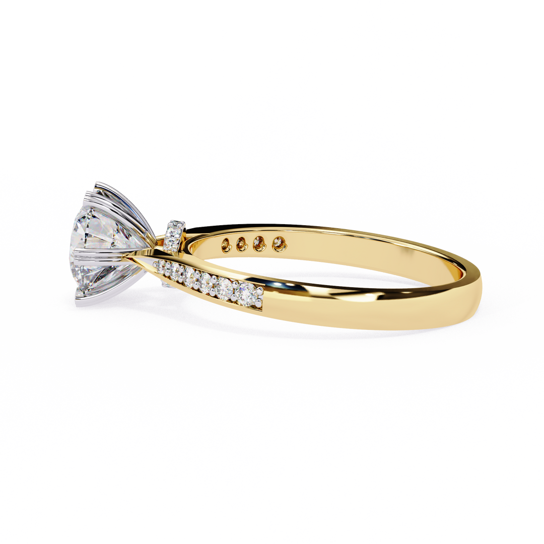 Round Cut Lab Grown Diamond Solitaire Engagement Ring | Classic 6-Prong Bridal Ring | 18K Gold & Platinum