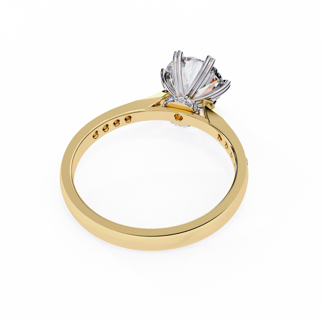 Round Cut Lab Grown Diamond Solitaire Engagement Ring | Classic 6-Prong Bridal Ring | 18K Gold & Platinum