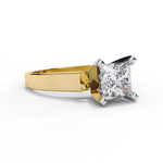 Load image into Gallery viewer, Princess Cut Moissanite Solitaire Engagement Ring | Classic 4-Prong Setting | 18K Gold &amp; Platinum (Copy)
