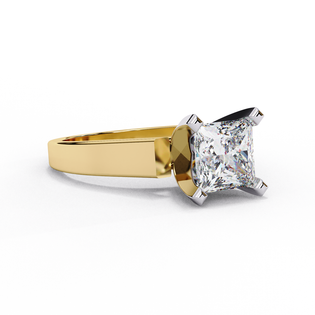 Princess Cut Moissanite Solitaire Engagement Ring | Classic 4-Prong Setting | 18K Gold & Platinum (Copy)