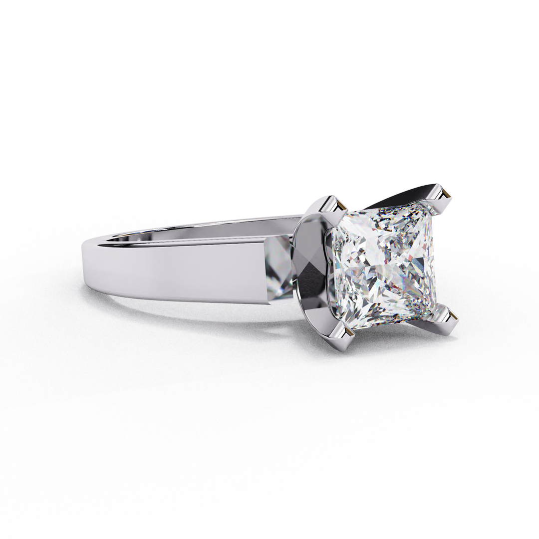Princess Cut Moissanite Solitaire Engagement Ring | Classic 4-Prong Setting | 18K Gold & Platinum (Copy)