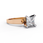 Load image into Gallery viewer, Princess Cut Moissanite Solitaire Engagement Ring | Classic 4-Prong Setting | 18K Gold &amp; Platinum (Copy)
