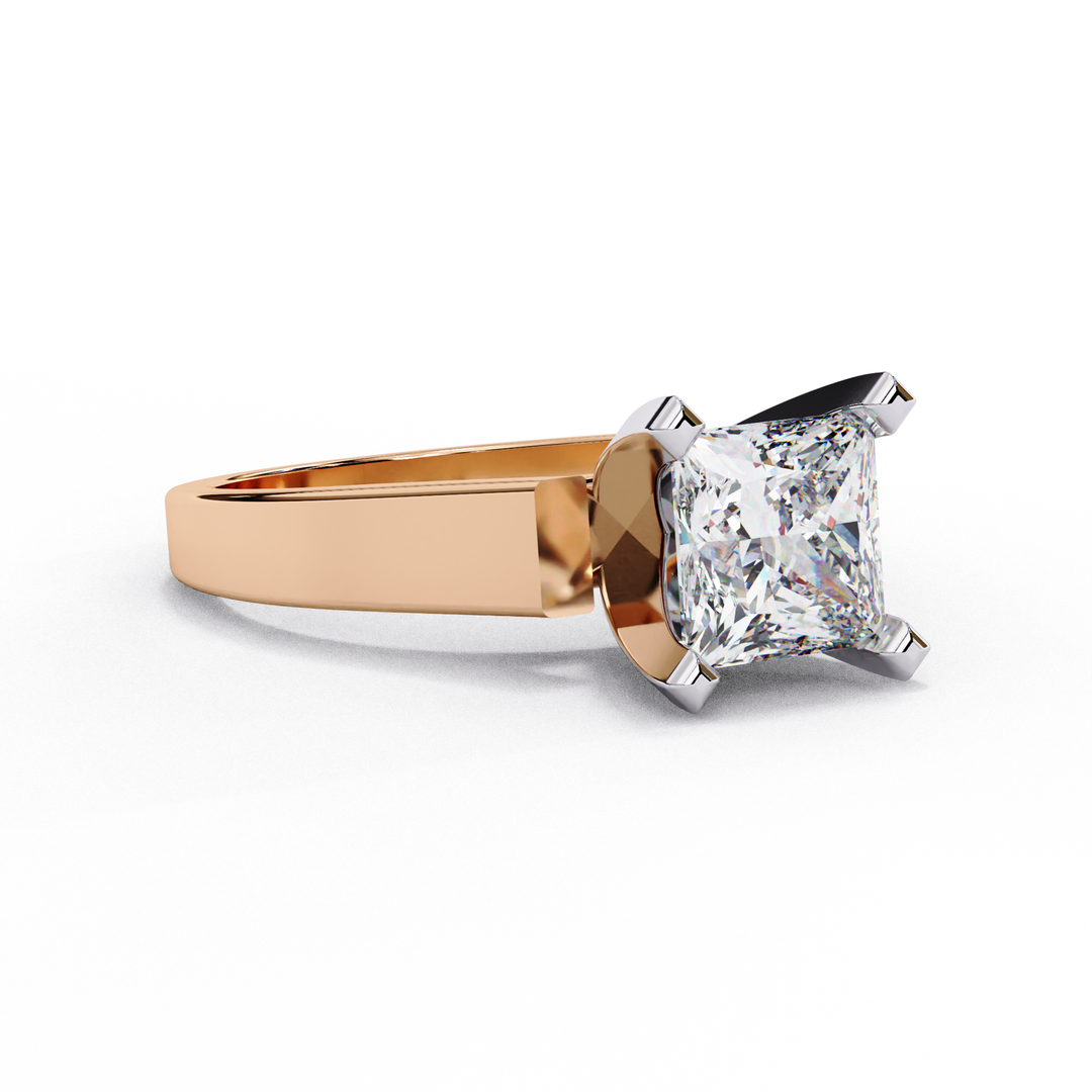 Princess Cut Moissanite Solitaire Engagement Ring | Classic 4-Prong Setting | 18K Gold & Platinum (Copy)