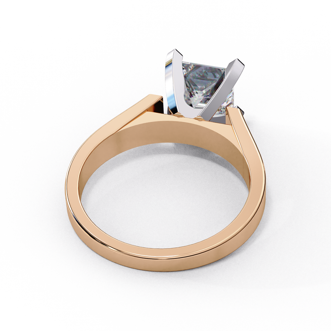 Princess Cut Moissanite Solitaire Engagement Ring | Classic 4-Prong Setting | 18K Gold & Platinum (Copy)