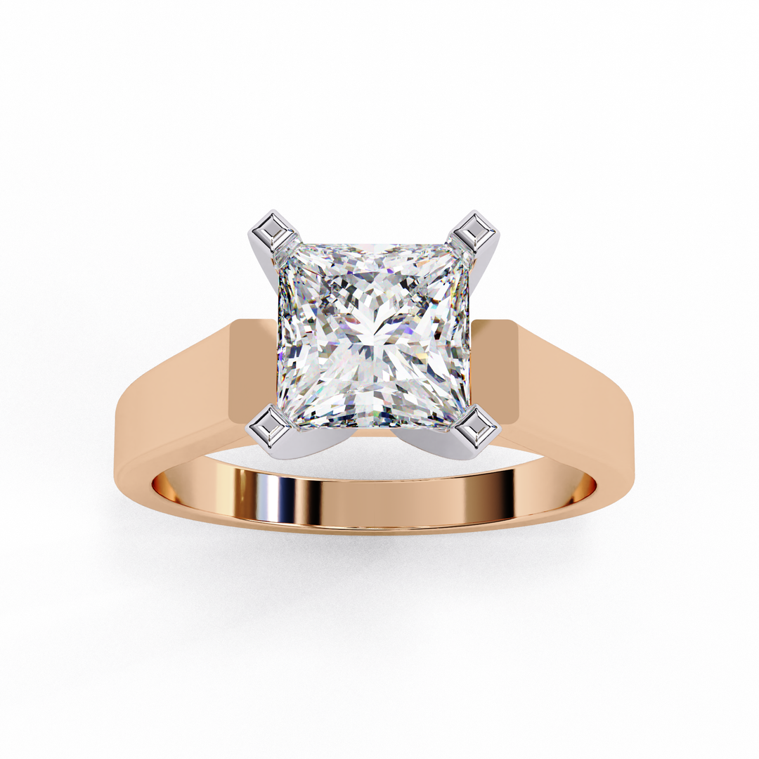 Princess Cut Moissanite Solitaire Engagement Ring | Classic 4-Prong Setting | 18K Gold & Platinum (Copy)