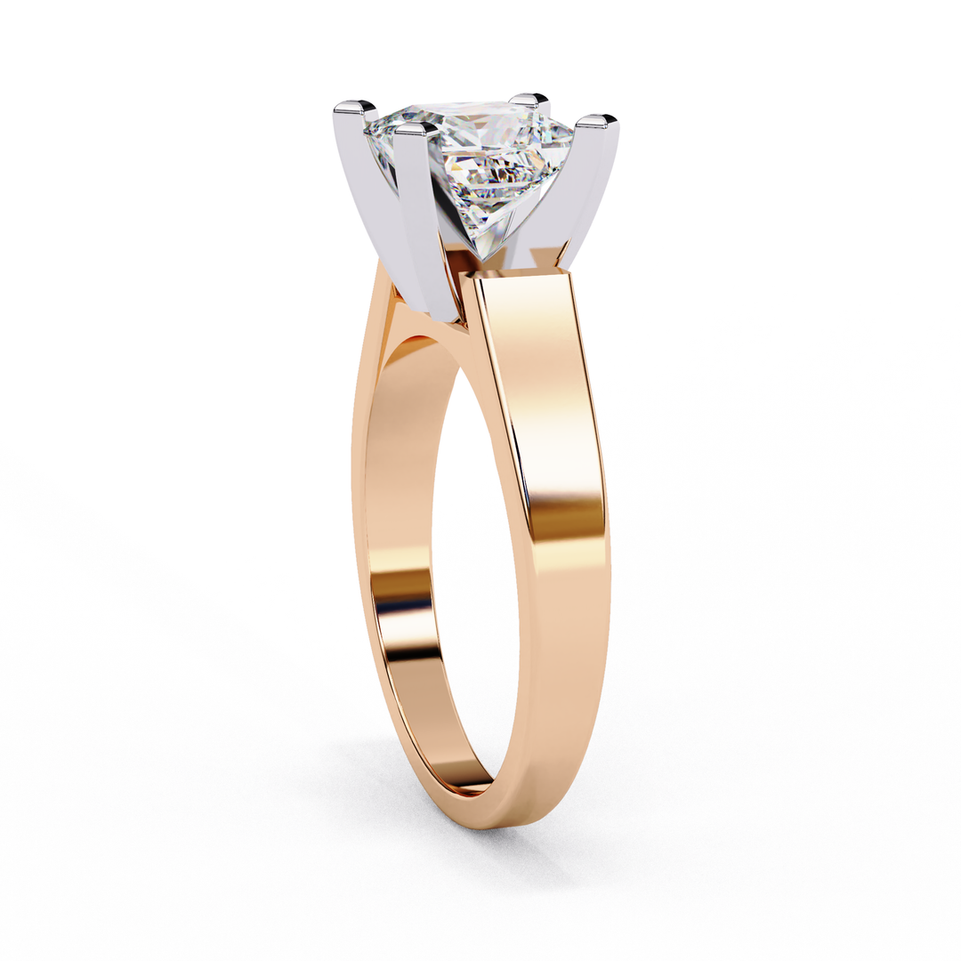 Princess Cut Moissanite Solitaire Engagement Ring | Classic 4-Prong Setting | 18K Gold & Platinum (Copy)