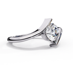 Load image into Gallery viewer, Bypass Round Cut Moissanite Engagement Ring | Modern Solitaire Twist Design | 18K Gold or Platinum
