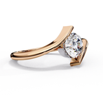 Load image into Gallery viewer, Bypass Round Cut Moissanite Engagement Ring | Modern Solitaire Twist Design | 18K Gold or Platinum
