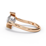 Load image into Gallery viewer, Bypass Round Cut Moissanite Engagement Ring | Modern Solitaire Twist Design | 18K Gold or Platinum
