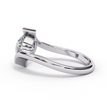 Load image into Gallery viewer, Bypass Round Cut Moissanite Engagement Ring | Modern Solitaire Twist Design | 18K Gold or Platinum

