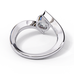 Load image into Gallery viewer, Bypass Round Cut Moissanite Engagement Ring | Modern Solitaire Twist Design | 18K Gold or Platinum
