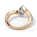 Load image into Gallery viewer, Bypass Round Cut Moissanite Engagement Ring | Modern Solitaire Twist Design | 18K Gold or Platinum
