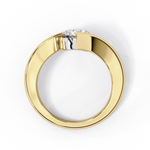 Load image into Gallery viewer, Bypass Round Cut Moissanite Engagement Ring | Modern Solitaire Twist Design | 18K Gold or Platinum
