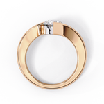 Load image into Gallery viewer, Bypass Round Cut Moissanite Engagement Ring | Modern Solitaire Twist Design | 18K Gold or Platinum
