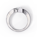 Load image into Gallery viewer, Bypass Round Cut Moissanite Engagement Ring | Modern Solitaire Twist Design | 18K Gold or Platinum
