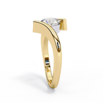 Load image into Gallery viewer, Bypass Round Cut Moissanite Engagement Ring | Modern Solitaire Twist Design | 18K Gold or Platinum

