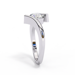 Load image into Gallery viewer, Bypass Round Cut Moissanite Engagement Ring | Modern Solitaire Twist Design | 18K Gold or Platinum
