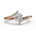 Load image into Gallery viewer, Bypass Round Cut Moissanite Engagement Ring | Modern Solitaire Twist Design | 18K Gold or Platinum
