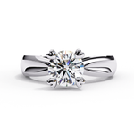 Load image into Gallery viewer, Round Cut Moissanite Engagement Ring | Classic Solitaire | Ethical &amp; Sustainable Bridal Jewelry
