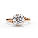 Load image into Gallery viewer, Round Cut Moissanite Engagement Ring | Twisted Rose Gold Solitaire | Ethical &amp; Sustainable Bridal Ring
