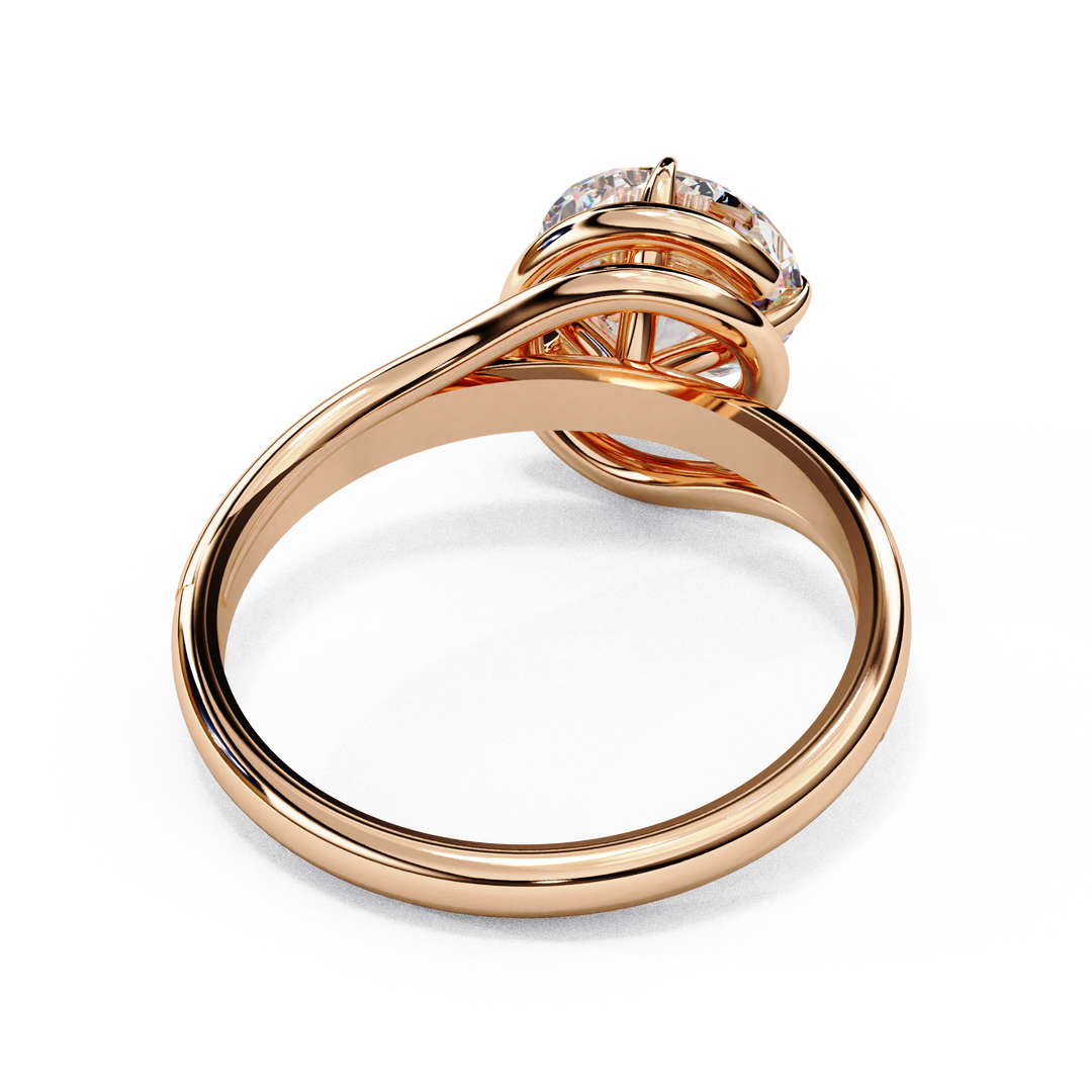 Round Cut Moissanite Engagement Ring | Twisted Rose Gold Solitaire | Ethical & Sustainable Bridal Ring