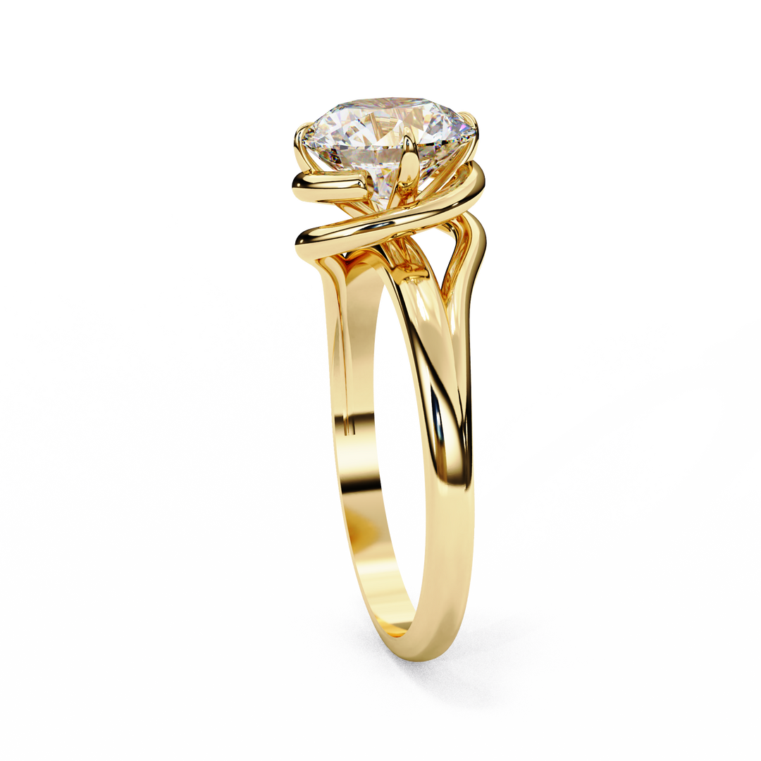 Round Cut Moissanite Engagement Ring | Twisted Rose Gold Solitaire | Ethical & Sustainable Bridal Ring