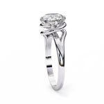 Load image into Gallery viewer, Round Cut Moissanite Engagement Ring | Twisted Rose Gold Solitaire | Ethical &amp; Sustainable Bridal Ring
